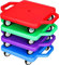 4 Pcs Sports Scooter Board with Handles, Fun Sports Scooters with Plastic Casters, Floor Sitting Scooter Board for Kids Children Gym Indoor Outdoor Activities Play Equipment, Over 6 Years Old