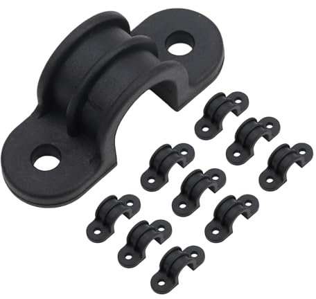 Mewutal PVC-Rohrschellen, U-Form, Kunststoff, 2 Löcher, Schwarz, 19 mm, 10 Stück