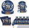 POPOYU 69Pcs 70th Birthday Party Tableware Navy Blue,70thBirthday Napkins Blue and Gold,70th BlueGold Table Cloth,70thBirthday Paper Plates and Cups for Men Women Birthday Gifts Party Supplies