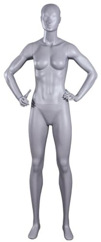 Penther Damen-Schaufensterpuppe Hände auf den Hüften, Mannequin athletische Figur, Sportliche Damenpuppe für Sport- und Fitnessbekleidung, Schaufensterfigur aus stabilem Kunststoff