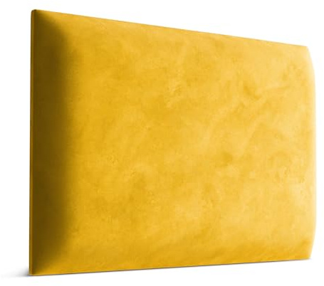 Muralo Wandkissen Gepolstert, Magic Velvet, Wandpolster - 60x40 cm, Gelb | Wandpaneel, ideal als Bettkopfteil oder Lendenkissen - für Schlafzimmer und Wohnzimmer, einfache Anbringung mit Montagekleber