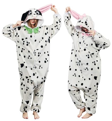 MAISUIZI Costume per Halloween per adulti, per cosplay di Natale, per uomini e donne, Pigiama intero da uomo dalmata, M