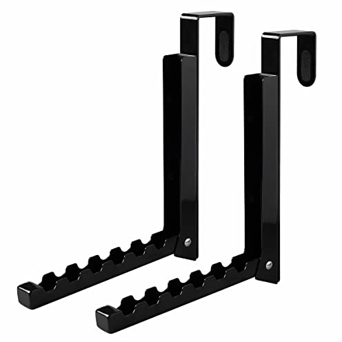 VIAV Design Over Door Hooks Hanger,Foldable Over Door Drying Laundry Rack Hooks for Hanging Clothes 6 Groves Over Door Towel Racks for Clothes,Coat, Behind Back Bathroom, Bag and Robe 2PCS (Black)