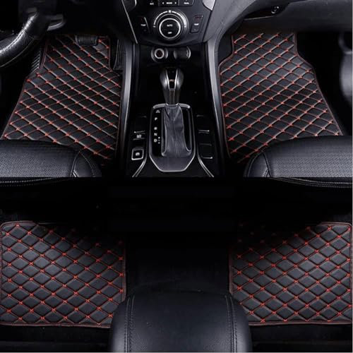 4pcs Auto FußMatten für BMW 7 Series F01 2009-2012,PU-Leder Allwetter Fussmatten Teppich,wasserdichte rutschfeste Innenraum Zubehör,A-BlackRed