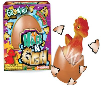 Hatch n Grow - Drache von Deluxebase. Großes, 11 cm großes, schlüpfendes und wachsendes Ei mit Fantasy-Spielzeug. Legen Sie das Ei ins Wasser um ein magisches, sich verwandelndes Spielzeug zu erhalten