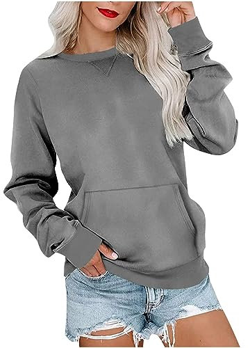 HAOLEI 2024 Damen Pullover Mit Langen Ärmeln Und Rundhalsausschnitt, Sweatshirt Tops Elegant Schick, Pullunder Mode Oberteil, Sweater Weich Und Bequem, Sweatjacke Hochwertige, Sportjacke Casual