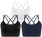 Memoryee Sport BH Damen Große Brüste Push Up Ohne Bügel Kreuz Rücken Rückenfrei Gepolstert Mittlere Unterstützung Crop Top für Yoga Tanz Laufen Radfahren Mehrfarbig4 M