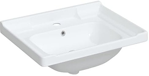 Einbauwaschbecken aus Keramik, Rechteckig Waschbecken, Handwaschbecken, Einbaubecken, Aufsatzwaschbecken, Waschtisch, Hand Waschschale für Badezimmer & Gäste-WC, 61x48x23 cm