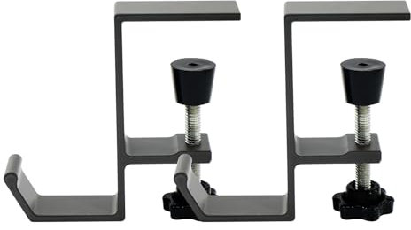 Zayin Desk Hook, [2Pack]-2 in 1 Under Desk Headphone Holder & Purse Backpack Hook, Adjustable Clamp-On Headset Hanger Mount Women's Handbag Storage-Suitable for 1-4cm Thick Table (Single-Gray)