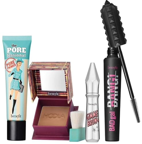 Benefit Icons 3 Pc Mini Set (0.25 Oz Primer + 0.14 Ounce Badgal Bang! Mascara + 0.09 Ounce Hoola Bronzer