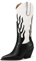 QUEEN HELENA Stivali Camperos con Tacco Stivaletti a Punta Texani Donna W302 (Bianco, Sistema Taglie Calzature EU, Adulto, Donna, Numero, Media, 41)