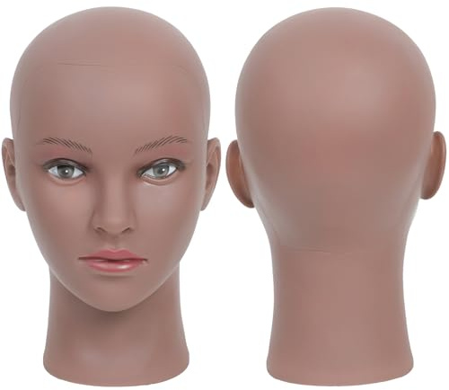 Mannequin Head Bald Afro Female Cosmetology Manikin Head for Wigs Making Wig Display Hat Display Glasses Display Hairdressing Training Head Doll Head with Clamp