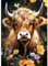 AIRDEA Hochlandrind Diamond Painting Erwachsene, DIY 5D Blumen Diamant Painting Bilder, Bastelset Erwachsene Frauen als Haus Wanddeko 30x40 cm