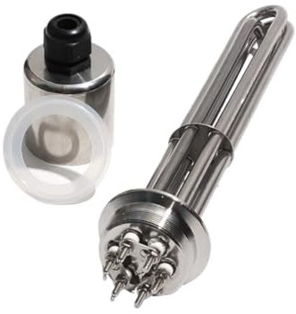 NPQRKJYH 2” Tri Clamp Water Heater Element 63mm Falnge SUS304 Ten 380V/220V Heating Resistance Pipe 3KW/4.5KW/6KW/9KW/12KW 1PC(with SS cover-220V,3KW 190mm)