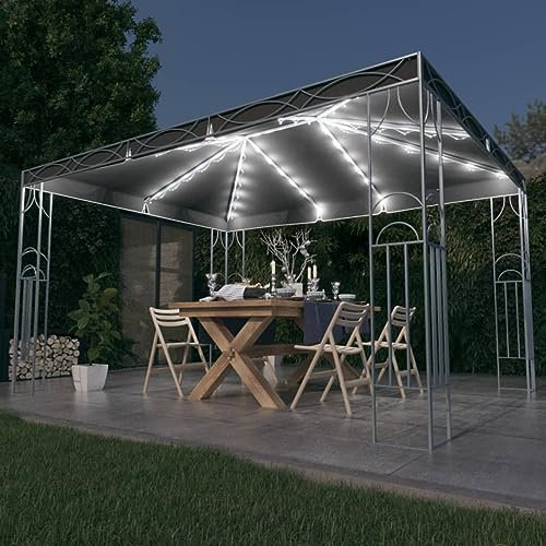 ShGaxin Pavillon mit LED-Streifen, Gartenpavillon, Gartenpavillon, Gartenzelt, Zelte für den Außenbereich, 400 x 300 cm, Anthrazitgrau
