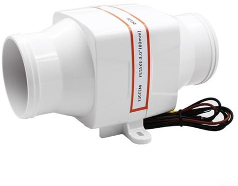 Besttoolifes Strong Ventilation Fan DC 12/24V Extractor Fan Marine Bilge Air Blower Fan For Yacht Caravan, ABS Material In Line Air Blower, Hose Connector Diameter: 76MM/3in(12V)