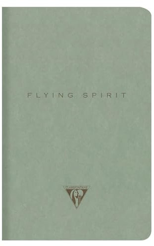 Clairefontaine 107506C - Notizheft Kladde Flying Spirit, mit Fadenbindung 11x17cm, 48 Blatt 90g elfenbeinfarbig, liniert, Graugrün sortiert, 1 Stück