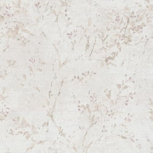 Profhome Florale Tapete 396503-GU Vliestapete grau lila beige 0,53 m x 10,05 m / 5,33 m2