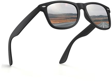 wearPro Sonnenbrille-Herren-Damen Retro Vintage Classic Polarisierte UV400 Schutz für Fahren und Ski-Fels-Schwarz