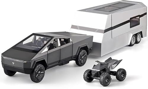 VivaJoy Cybertruck Modellauto - Auto Spielzeug 1/32 Diecast Cybertruck mit Anhänger, Metall Pick-Up Modellautos in mit Rückzugsfunktion – Auto Spielzeug und Geschenk für Tesla Cybertruck Liebhaber