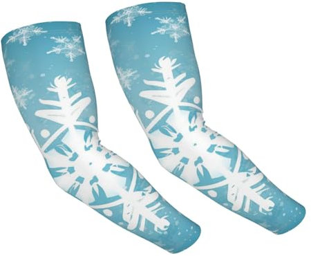 FJWSLCH Winter-Schneeflocken-Armstulpen, UV-Sonnenschutz, kühlende Gartenärmel für Männer und Frauen, Armabdeckung mit Daumenloch