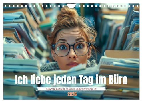 Ich liebe jeden Tag im Büro (Wandkalender 2026 DIN A4 quer), CALVENDO Monatskalender: Arbeitswahn und Papierstau: Das Comedy-Bürokalender (CALVENDO Menschen)