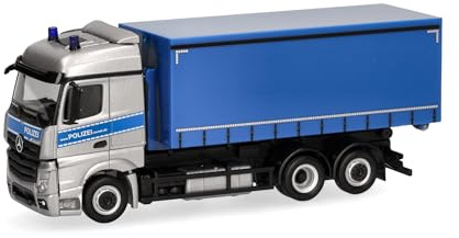 Herpa LKW Modell Mercedes-Benz Actros Streamspace Wechsellader-LKW Bereitschaftspolizei Mecklenburg-Vorpommern, Miniatur im Maßstab 1:87, Sammlerstück, Made in Germany, Kunststoff