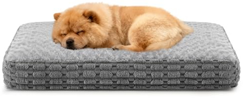 Heymamba Hundebett Mittelgroße Hunde - Mit Orthopädischer Funktion, Hundekissen Waschbar Abnehmbar, Hundekorb Flauschig Atmungsaktiv rutschfest, Hundematte für Mittelgroße Hunde, Grau, 75x50x12cm