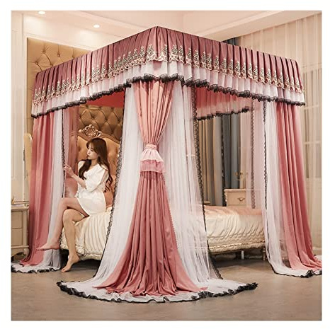 Zanzariera a baldacchino per Letto Matrimoniale, zanzariera a baldacchino di Lusso con 4 Pali, Tenda a 360° per Letto.