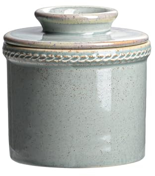 Jersinwei Französische Butterdose mit Deckel, Keramik Butterglocke mit Wasserlinie, Butter Keeper ohne Kühlung für streichfähige Butter, 230g, Sternenblau