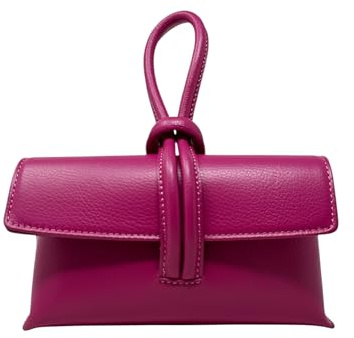 Chicca Borse Borsetta Pochette da Donna in Pelle Dollaro (Fucsia)
