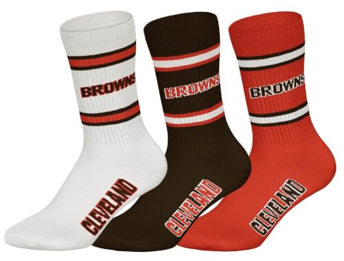 NFL Unisex Team Crew Socken, 3er Pack | Weicher Baumwoll-Mix, gerippter Bund mit Streifen und Logo, atmungsaktiv, pflegeleicht