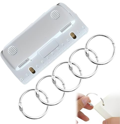 Quesuc 1 Pièce Perforatrice De Poche À 2 Trous Avec Anneaux Spirales Taschenlocher En Plastique Pour Reliure D'Étiquettes Et Perforation De Documents Pour École, Bureau Et Maison