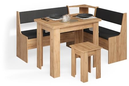 Livinity Eckbankgruppe Tiberio, Goldkraft Eiche, 150 x 120 cm | mit Tisch