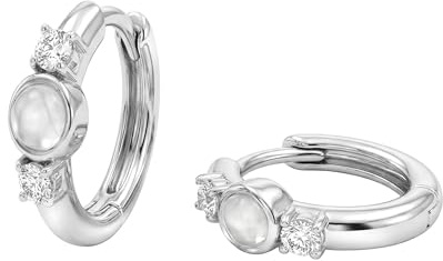 NOELANI - Damen Ohrringe 925 Silber - mit Jade und Zirkonia - Creole - NOE-E0032