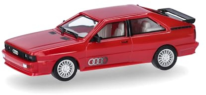 Herpa Modellauto Audi Ur-Quattro, Tornadorot, Miniatur im Maßstab 1:87, Sammlerstück, Made in Germany, Modell aus Kunststoff