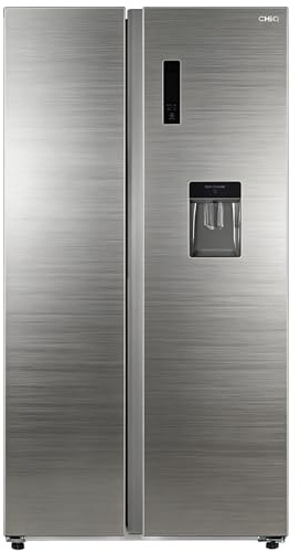 CHiQ Side By Side Kühlschrank, 562L | 177 cm Hoch, 91 cm Breit | Total No Frost, Kühlschrank mit Wasserspender | -32 °C Schnellgefrieren, ECO-mode, LED-Touch-Bedienfeld, Multi Air Flow