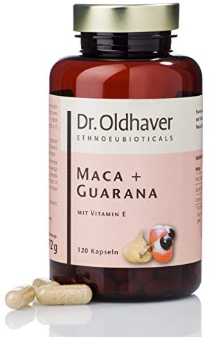 Dr. Oldhaver Maca + Guarana Kapseln (120 Stück), Powermischung für Vitalität mit hochwertigem Macapulver und Guaranapulver sowie Vitamin E, Für mehr Energie und Konzentration