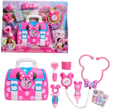 Set di Borsa da dottore con il Fiocco di Minni Disney Junior, 9 pezzi, gioco di finzione, giocattoli per bambini dai 3 anni in su di Just Play