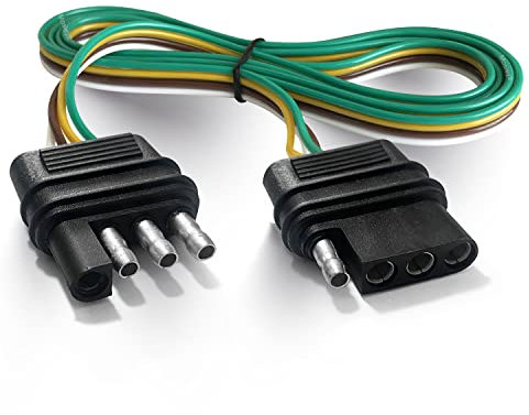 Trailer Wire Extension 4-Way 4 Pin Plug, 4 Wire 4-Flat Connector with Male & Female Plug 18 AWG 59 inch Hitch Light Trailer Wiring Harness Extender