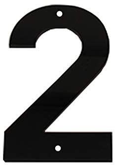 House Number Sign 6 Inch (15 cm) Large Modern Acrylic Plastic Door Numbers, Thick Signage Plaque Self-adhesive & Screws Street Home Address Number Mailbox Numbers, Black [Number 2]