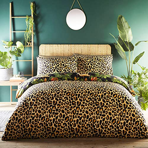 , set copripiumino e federe con stampa animalier reversibile (matrimoniale)