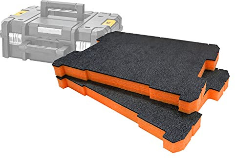 Shadow Foam TSTAK/ProStack Werkzeugkoffer-Einsatz [Doppelpack] anpassbarer Schaumstoff für DeWalt/Stanley Modular Systeme | Ideal für Lean, 5S, Kaizen & Custom Organizer (30mm, Orange)