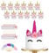 74 Stück Einhorn Tortendeko,Einhorn Kuchen Topper Happy Birthday für Geburtstag Hochzeit Party Kuchendeko 3D EinhornhöRner Und -Wimpern für Baby Shower Mädchen Kinder Geburtstag Party Decor（Rot）