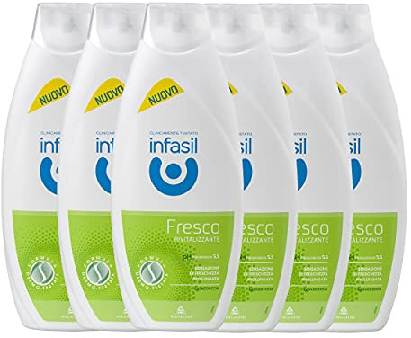 Infasil, Bagnodoccia Fresco Rivitalizzante, Formula a pH Fisiologico, Clinicamente Testato e Delicato sulla Pelle, Sensazione di Freschezza, Formula Dermo-Testata, 6 Bagnodoccia da 500 ml