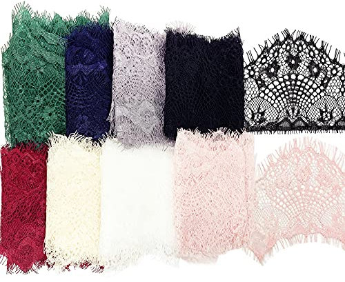 Wimpernspitze, 9,4 cm breit, Vintage-Blumen-Spitzenstoff, 8 Farben zum Nähen, Hochzeitsdekoration, Kleiderschmuck, Blumengestaltung und Basteln (mehrfarbig)