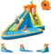 GOPLUS Château Gonflable,Aire de Jeux Aquatique Gonflable avec Zone de Saut et Toboggan pour 3 Enfants de 3 à 10 Ans Jusuq’à 90KG,Toboggan Double pour Fête d’Eau/Été(Souffleur Inclus)