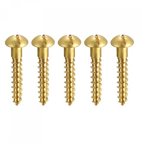 sourcing map 20 Stück Schlitz Rundkopf Holzschrauben M5 x 30 mm Messing Blechschraube Halbrundkopf Linsenkopfschrauben
