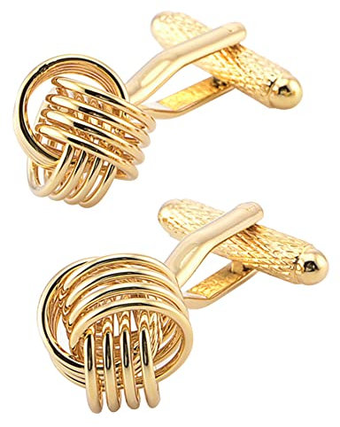 Jonwo Aushöhlen Knoten Manschettenknöpfe Herren In Geschenkbox Klassisch Männer Manschettenknöpfe Cufflinks Hochzeit Hemd Manschetten Tanzparty Ferien Jubiläum Kleid (Golden Manschettenknöpfe)