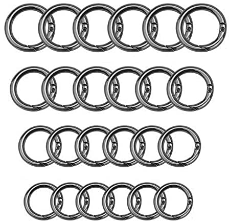 24 Stücke Runde Karabiner Schwarz,Runde Karabiner,Black Karabiner Karabinerhaken,Karabinerhaken runder Kleiner Karabiner, für Schlüsselanhänger, Rucksäcke, Kleine Taschen Aller Art (Black)
